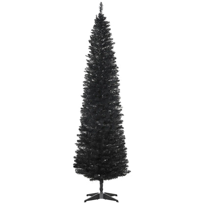7FT Artificial Pencil Christmas Tree, Realistic Branches, Stable Stand, Black