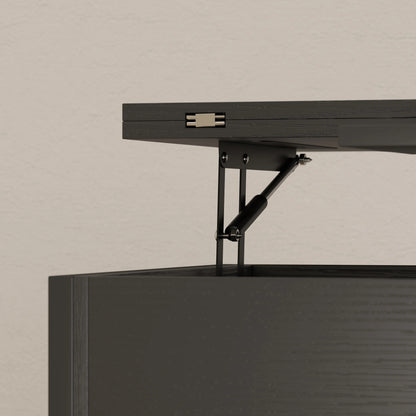 Modern Lift Top Coffee Table, Fabric Drawers, Hidden Storage, Distressed Black Coffee Tables at Gallery Canada