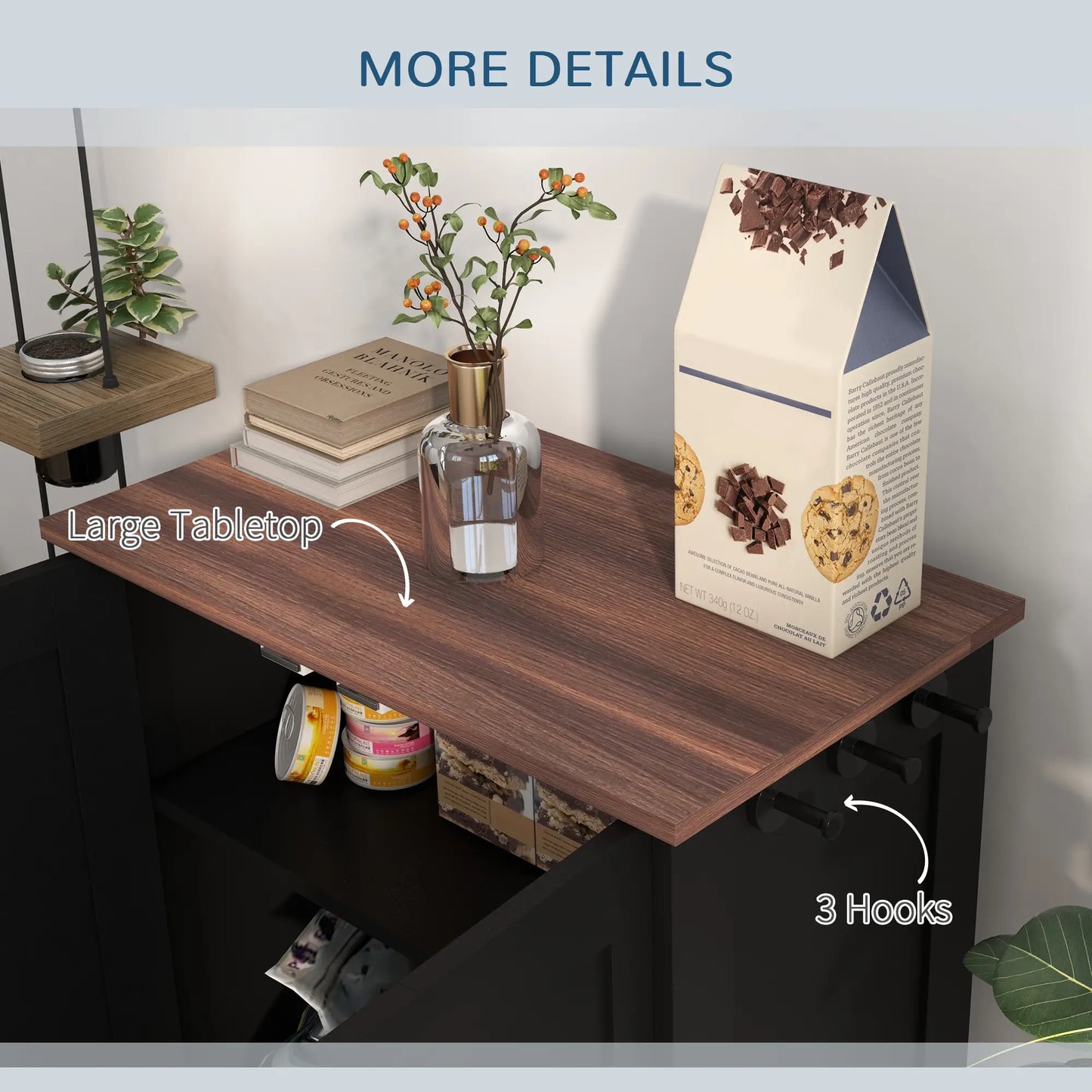 Dog Food Storage Container, Adjustable Panel, Hooks, Medium Size, Black Dog Bowls at Gallery Canada