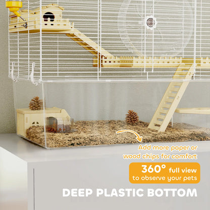 Hamster Cage with Deep Bottom, Wooden Ramp, Hut, Exercise Wheel, White Hamster Cages at Gallery Canada
