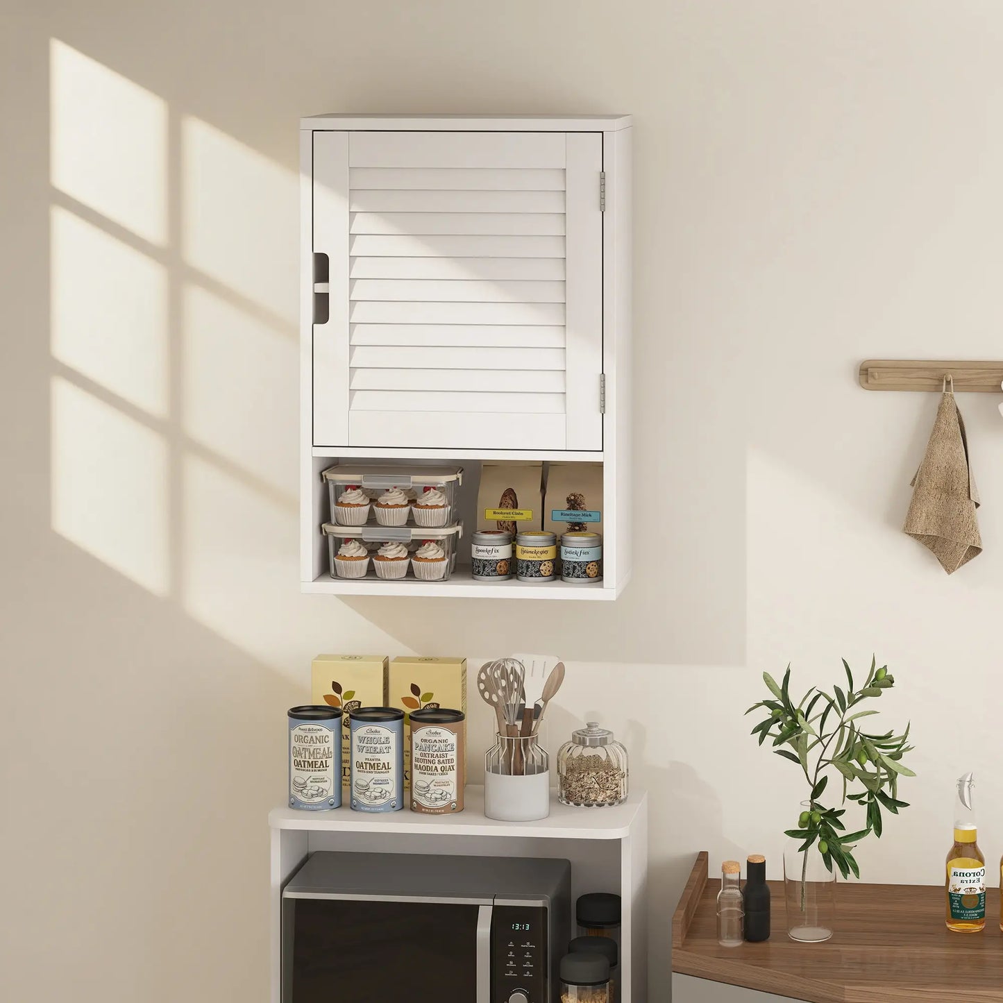 Wall Mounted Bathroom Cabinet, Adjustable Shelves, 40 x 20 x 60 cm, White Wall Mounted Cabinets at Gallery Canada