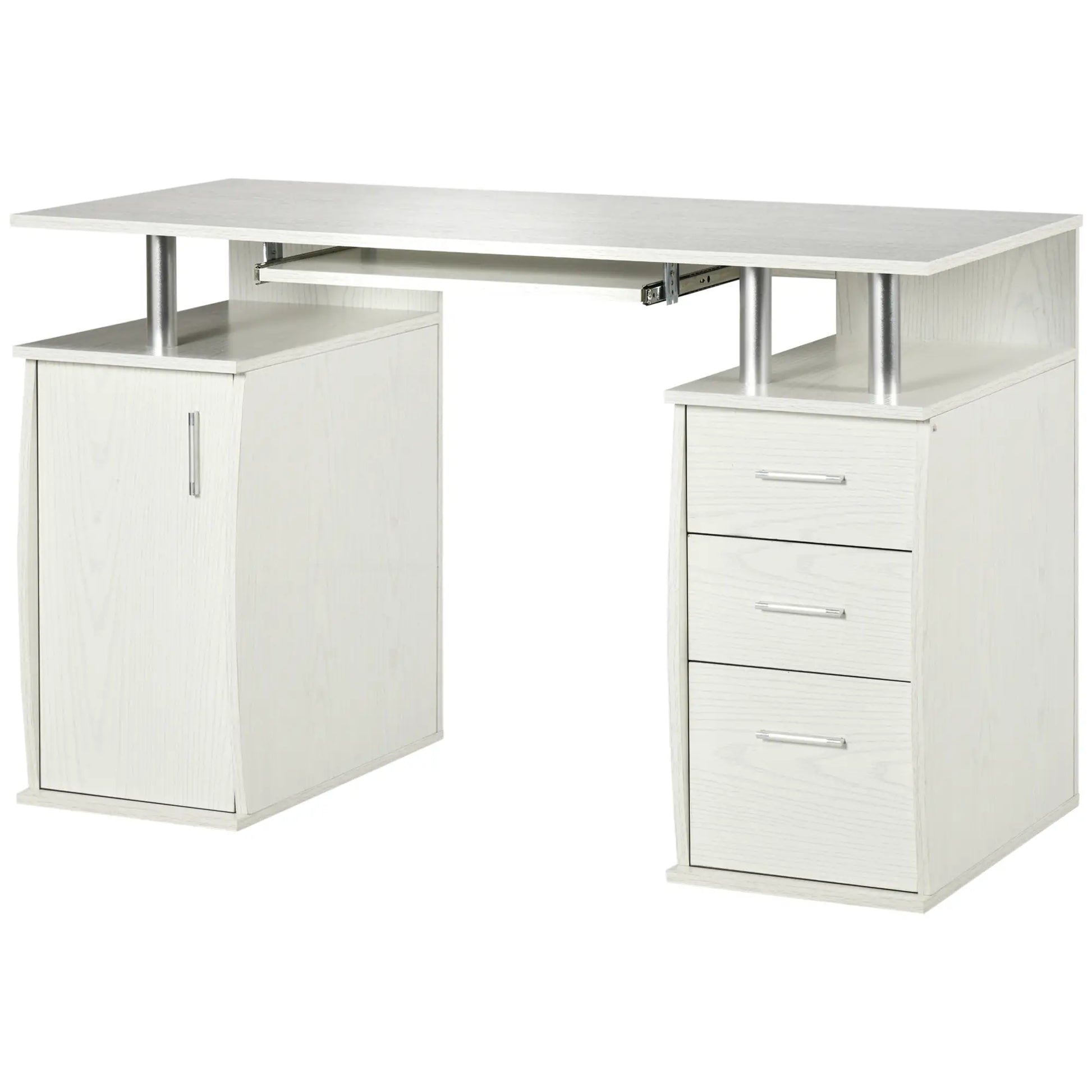 47" Computer Desk With Keyboard Tray, Storage Drawers, White Computer Desks at Gallery Canada