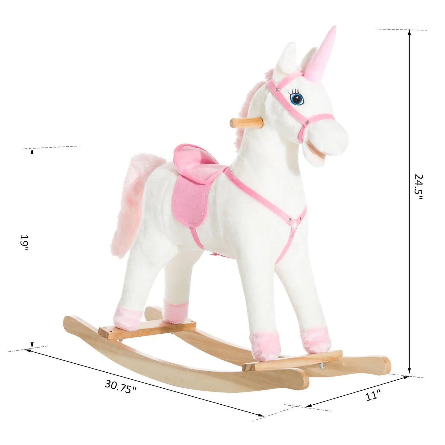 Kids Plush Rocking Horse Unicorn, Realistic Sounds, White & Pink Rocking Horses at Gallery Canada