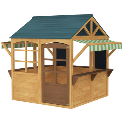 Foldable Wooden Playhouse for Kids, Snack Bar, Working Door, Brown Play Houses at Gallery Canada