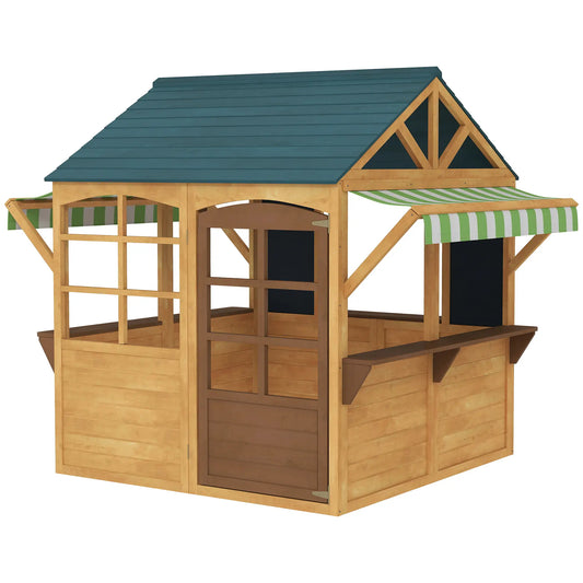 Foldable Wooden Playhouse for Kids, Snack Bar, Working Door, Brown Play Houses Brown, Blue at Gallery Canada