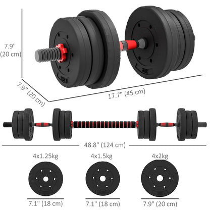 44lbs Adjustable Dumbbell Set, Hand Weights for Fitness, Black and Red Dumbbells & Barbells at Gallery Canada
