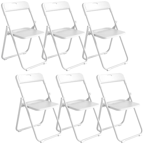 Folding Chairs 6 Pack, Plastic with Steel Frame, White
