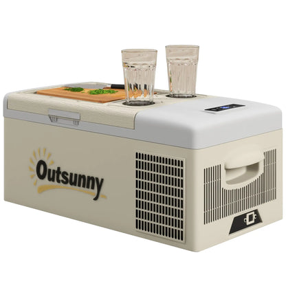 12V Car Refrigerator, 17QT Electric Cooler, -68℉-50℉, Portable Car Coolers Khaki and Grey at Gallery Canada