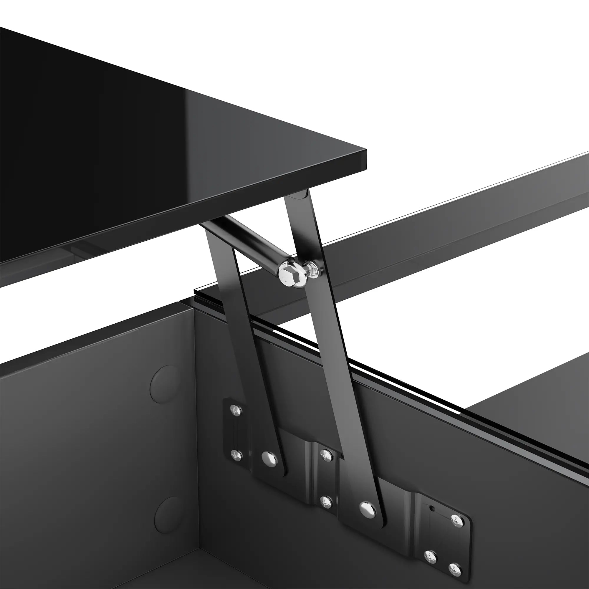 LED Coffee Table, Glass Top, Adjustable Height, Storage, 43.5
