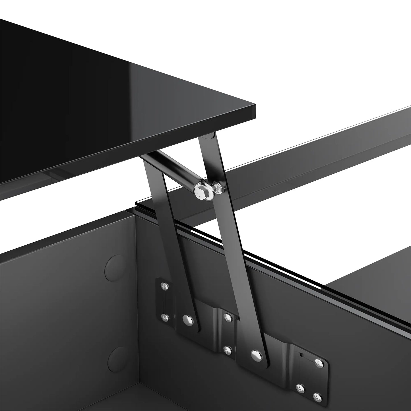 LED Coffee Table, Glass Top, Adjustable Height, Storage, 43.5" L x 21.5" W x 15.5" H, Black Coffee Tables at Gallery Canada