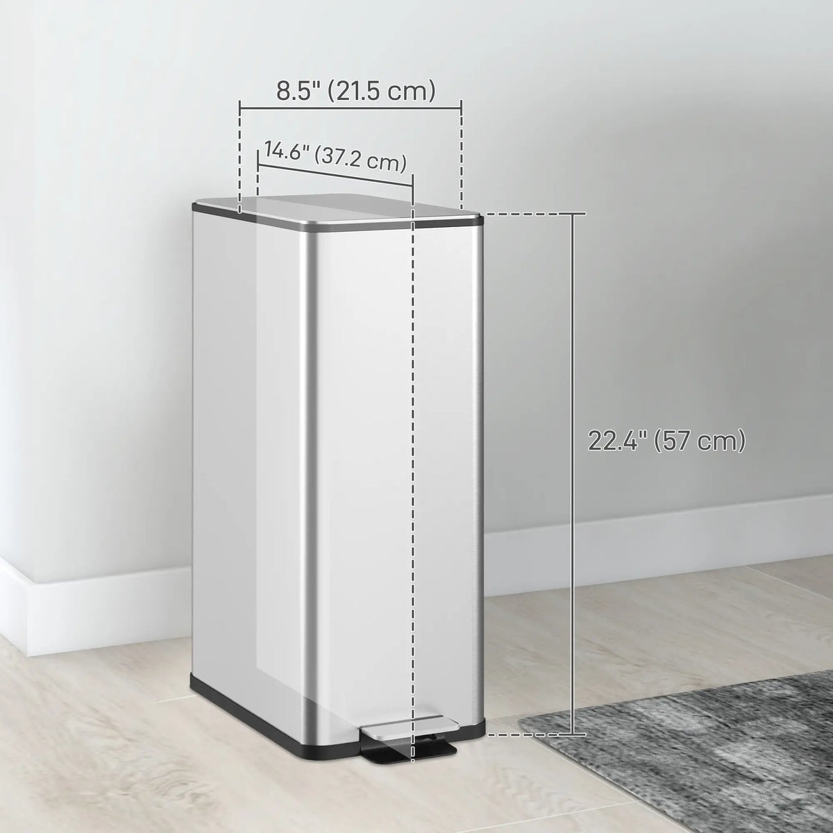 5.3 Gallon Stainless Steel Garbage Can, Soft-Close Lid, Foot Pedal, Silver Household Supplies at Gallery Canada