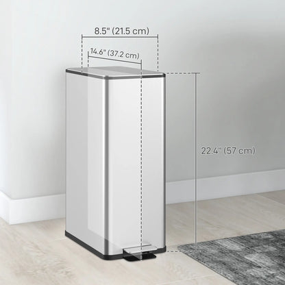 5.3 Gallon Stainless Steel Garbage Can, Soft-Close Lid, Foot Pedal, Silver Household Supplies at Gallery Canada
