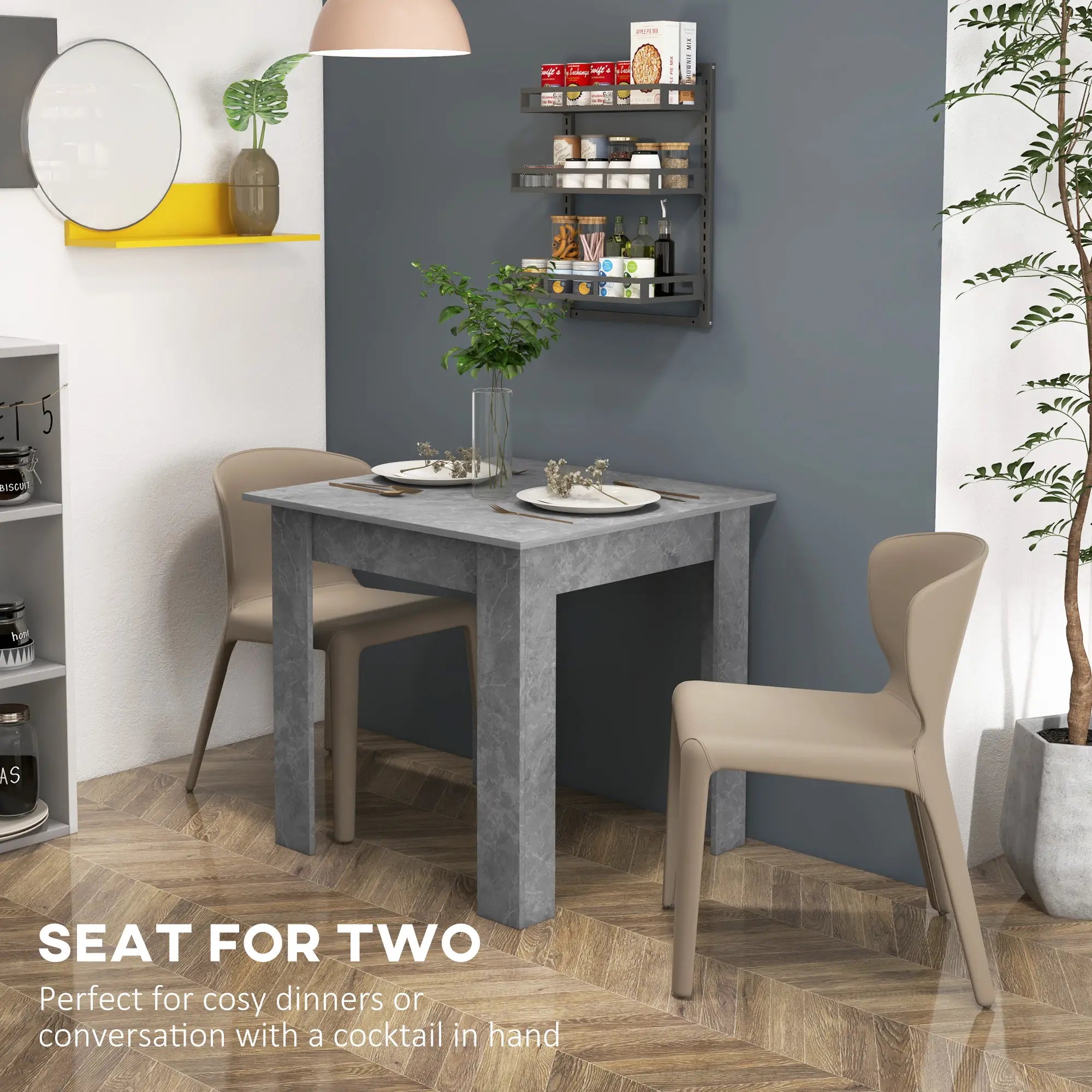 Square Dining Table, Modern Faux Cement Effect, Small Kitchen Table, Cement Grey Dining Tables at Gallery Canada