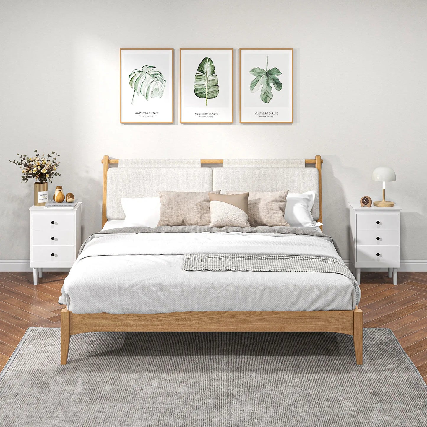 Two 3-Drawer Modern Bedside Tables, White Bedside Tables at Gallery Canada