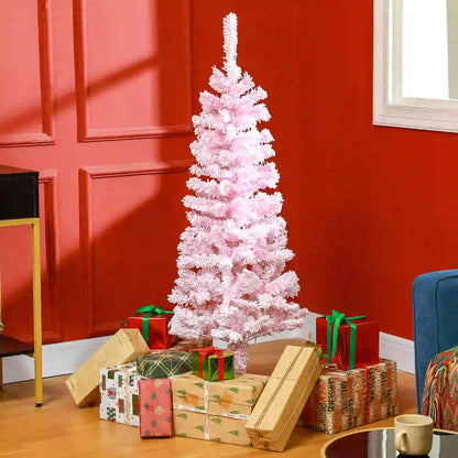 4 ft Flocked Pencil Christmas Tree, Realistic Branches, Auto Open, Steel Base, Pink Pencil Christmas Trees at Gallery Canada
