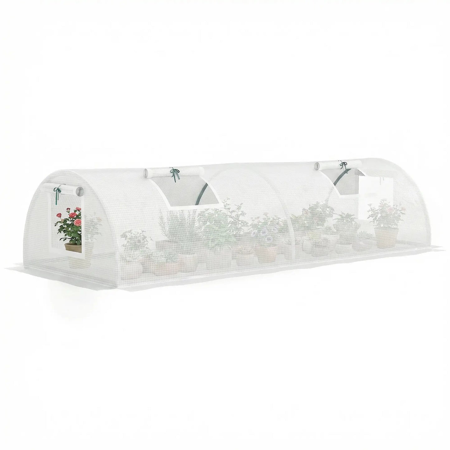 Portable Mini Greenhouse, 7' x 3' x 2', Steel Frame With 5 Mesh Windows, White Mini Greenhouses at Gallery Canada