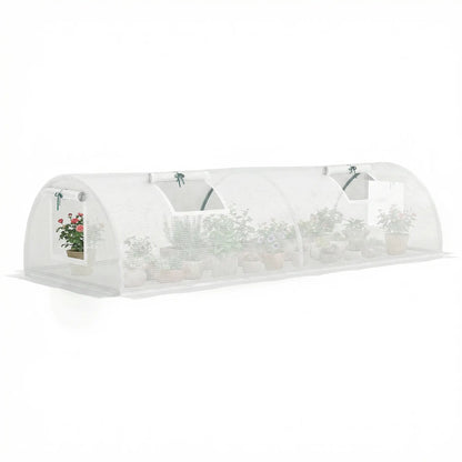 Portable Mini Greenhouse, 7' x 3' x 2', Steel Frame With 5 Mesh Windows, White Mini Greenhouses at Gallery Canada