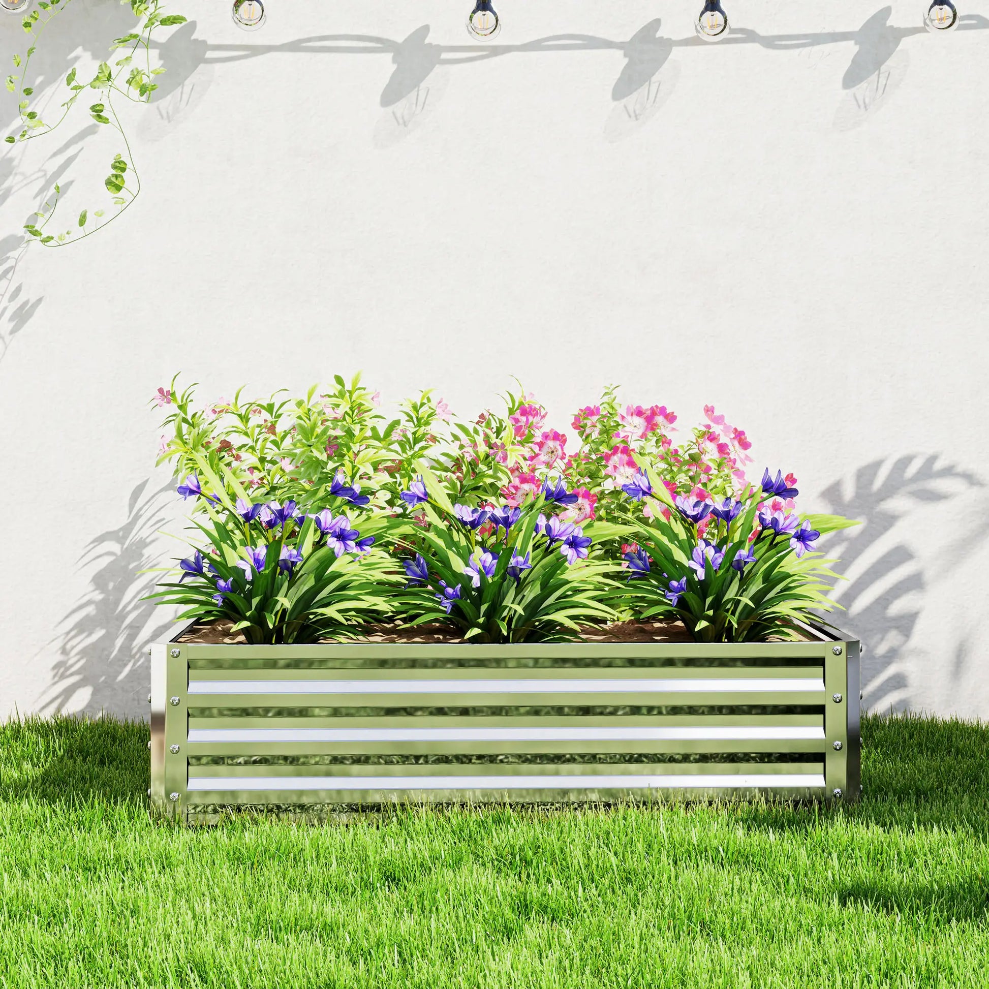 4' x 4' x 1' Galvanized Steel Raised Garden Bed, Vegetables, Flowers, Herbs, Silver Raised Garden Beds at Gallery Canada