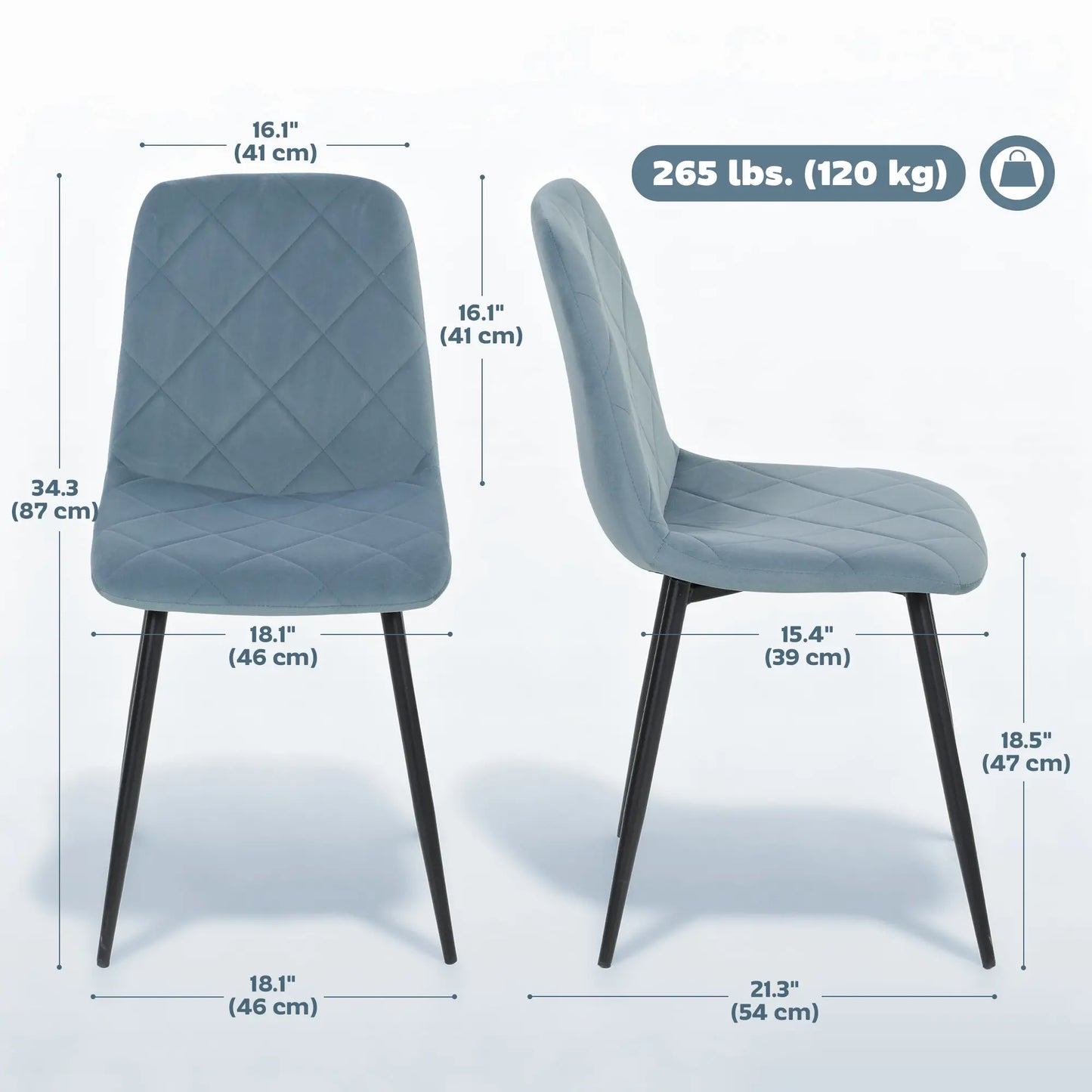 Upholstered Dining Chairs Set of 4, Steel Legs, Modern Kitchen, Light Blue Dining Chairs at Gallery Canada