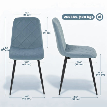 Upholstered Dining Chairs Set of 4, Steel Legs, Modern Kitchen, Light Blue Dining Chairs at Gallery Canada