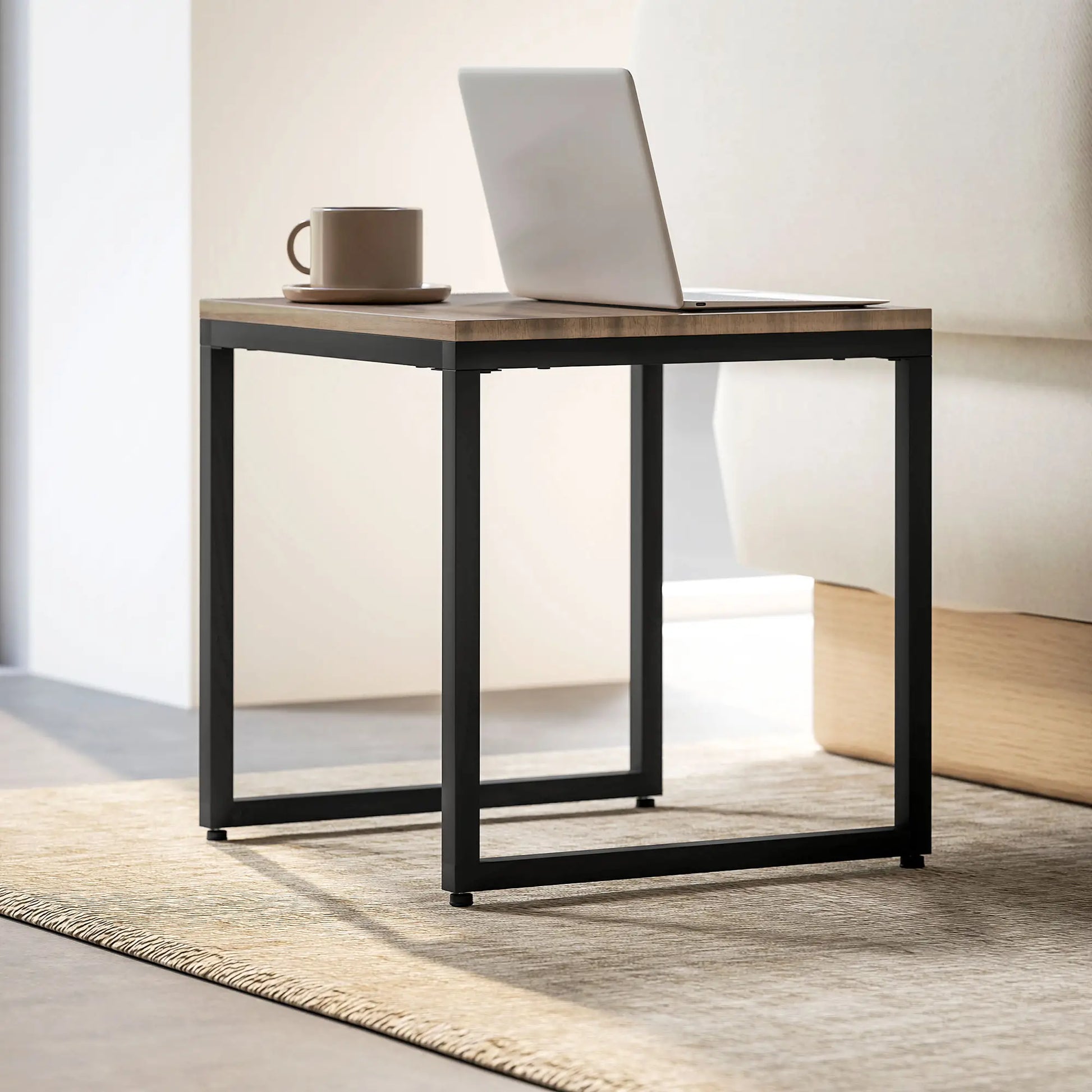 Nesting Coffee Table Set of 3, Black Metal Frame, 3-Piece, Brown Coffee Tables at Gallery Canada