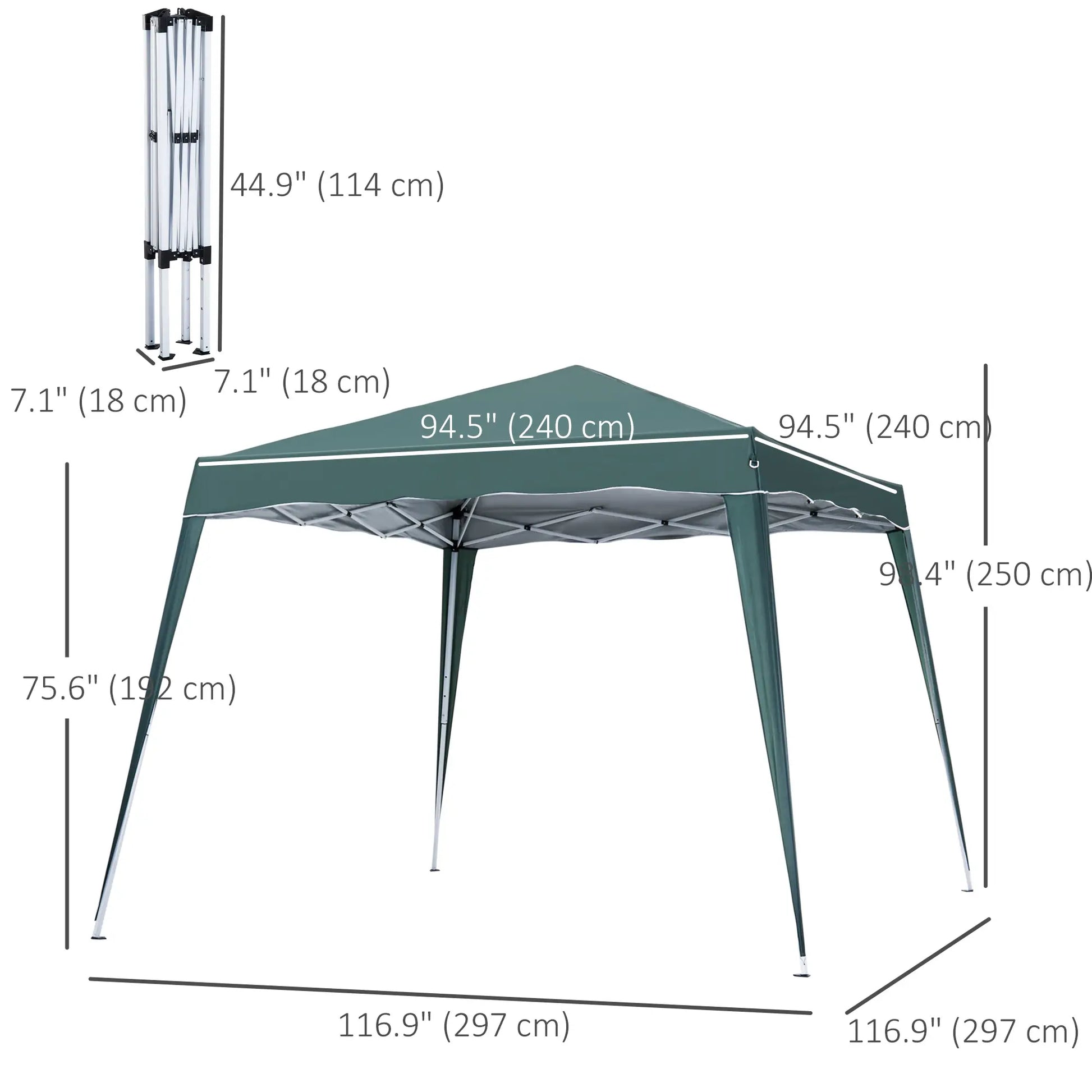 8' x 8' Pop Up Canopy, Outdoor Foldable Tent, Portable with Bag, Green Pop Up Canopies at Gallery Canada
