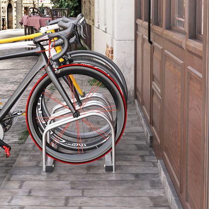3-Bike Floor Parking Rack, Cycling Storage Stand, Silver Bike Parking Stands at Gallery Canada