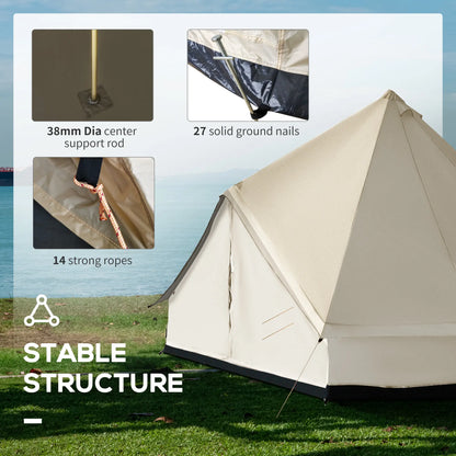16.4' Large Family Teepee Tent, Canvas Camp Shelter, Beige Camping Tents at Gallery Canada