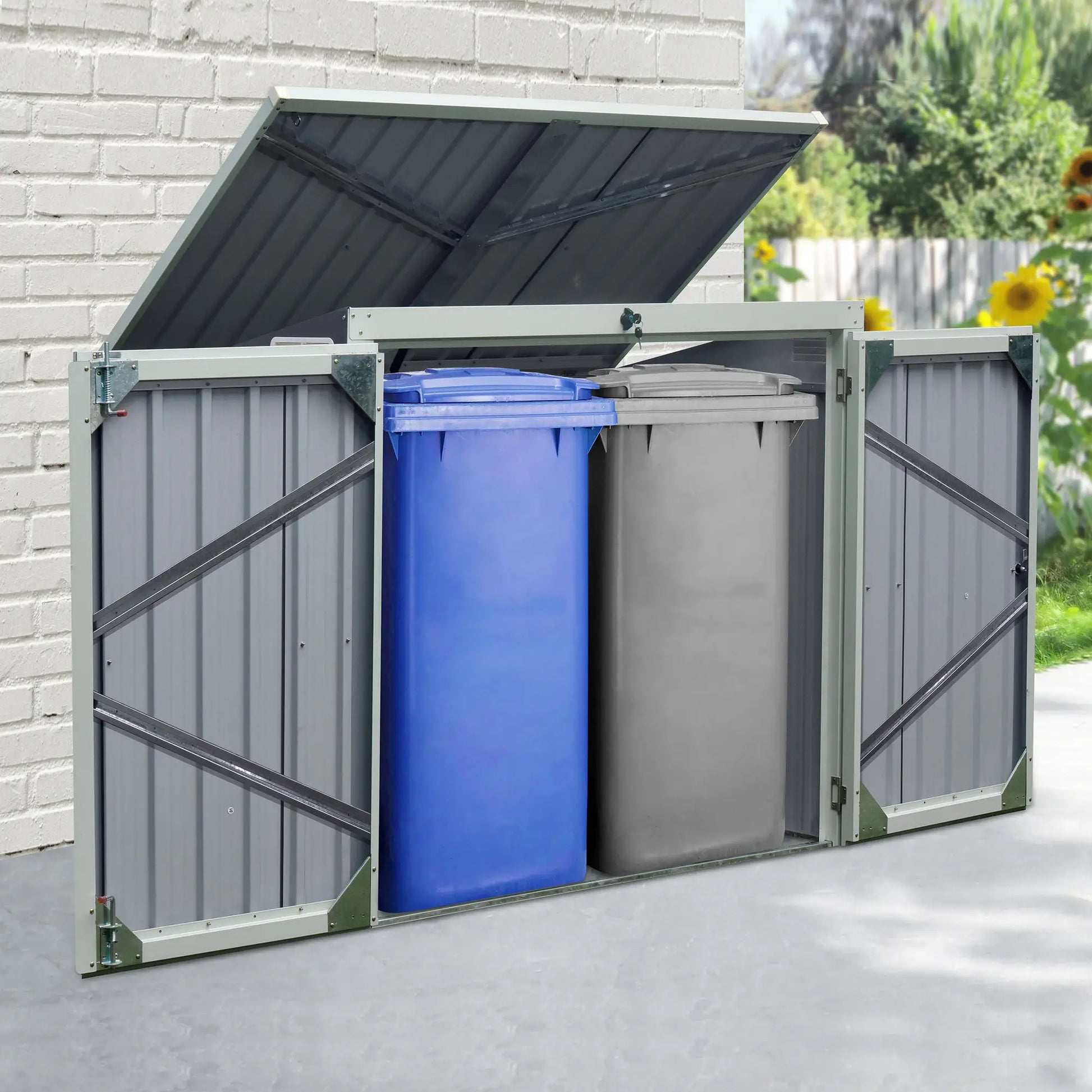 5ft x 3ft Outdoor Garbage Bin Storage Shed, Lockable Doors, Black Sheds at Gallery Canada