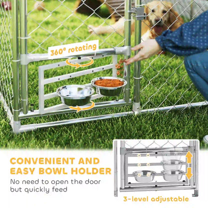 Outdoor Dog Run, Adjustable Bowls, Waterproof Cover, Escape-Proof Lock, 13.1' x 7.5' x 7.5' Houses, Kennels & Pens at Gallery Canada