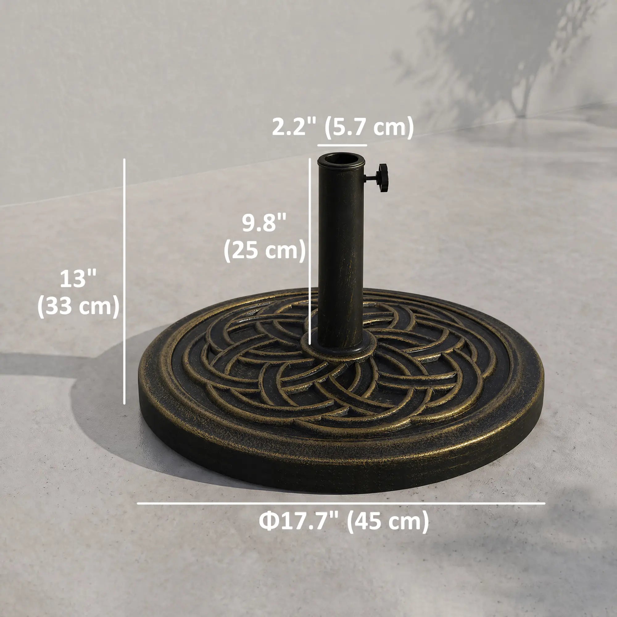 25 lb Heavy Duty Patio Umbrella Base, Round Stand, Outdoor, Bronze Umbrella Bases at Gallery Canada