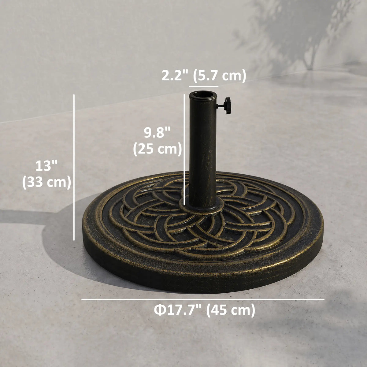 25 lb Heavy Duty Patio Umbrella Base, Round Stand, Outdoor, Bronze Umbrella Bases at Gallery Canada