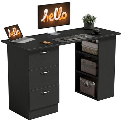 47 Inches Office Desk, 3-Tier Storage Shelves, Black Writing Desks at Gallery Canada