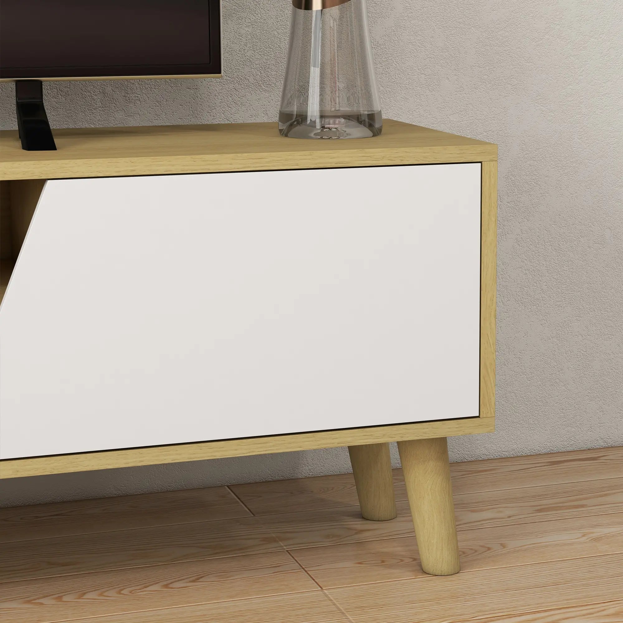 TV Stand for 65 Inch TV, Entertainment Center, Oak White, White TV Stands at Gallery Canada