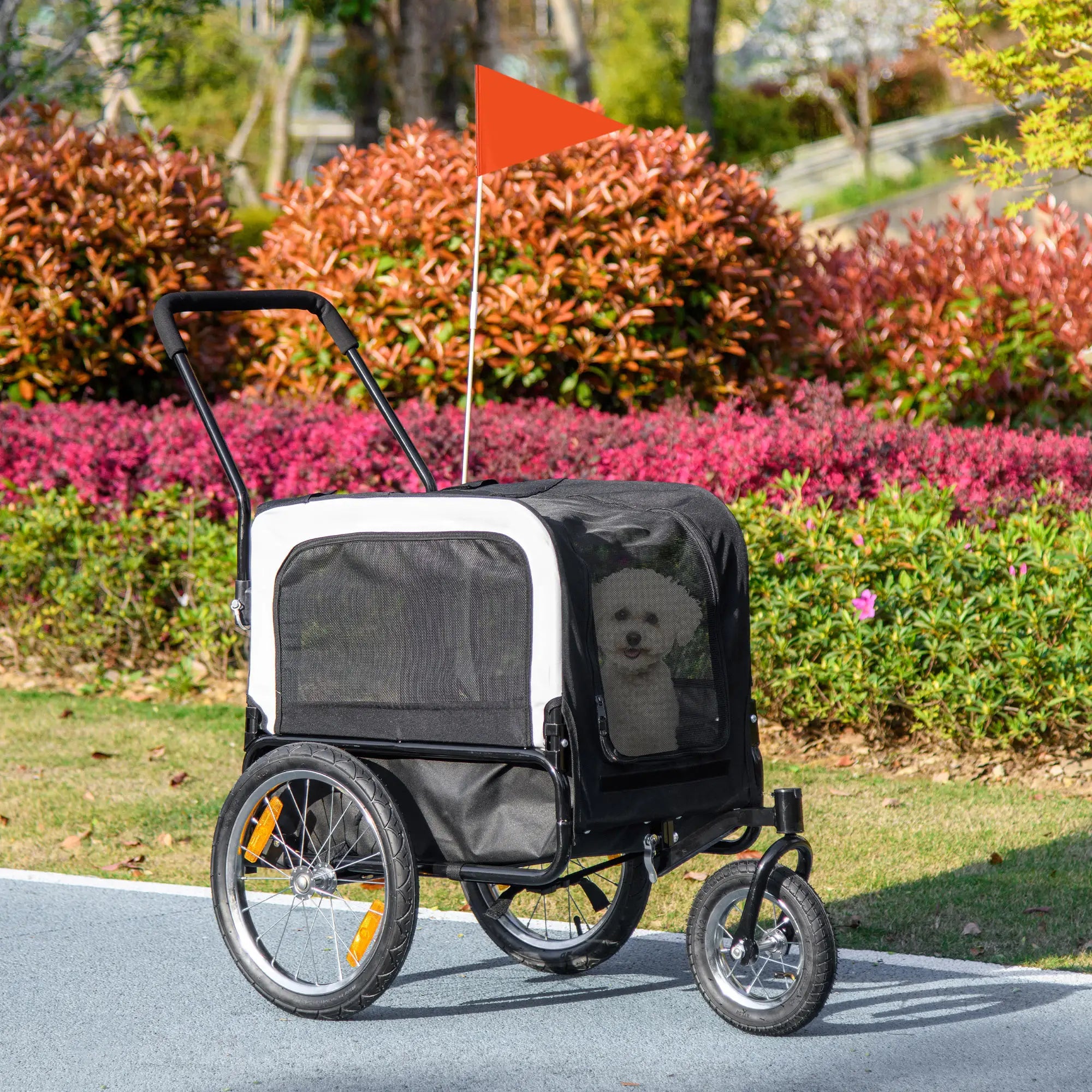 Dog Bike Trailer And Stroller, Safety Leash, Hitch, Flag, Reflectors, Cushion, Grey Dog Bike Trailers & Strollers at Gallery Canada