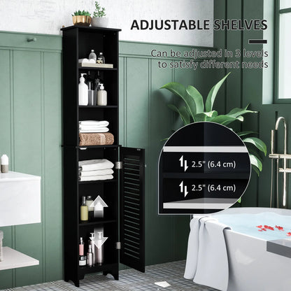 Tall Bathroom Storage Cabinet, 3-Tier Adjustable Shelf, Black Bathroom Cabinets at Gallery Canada
