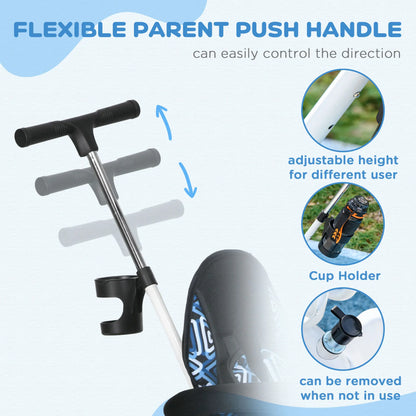 6 in 1 Kids Tricycle, Removable Handlebar, Canopy, Blue Tricycles for Kids at Gallery Canada