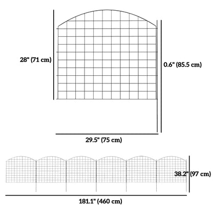Metal Garden Fence Set Of 6, 181.1" X 38.2", Black Garden Fences at Gallery Canada