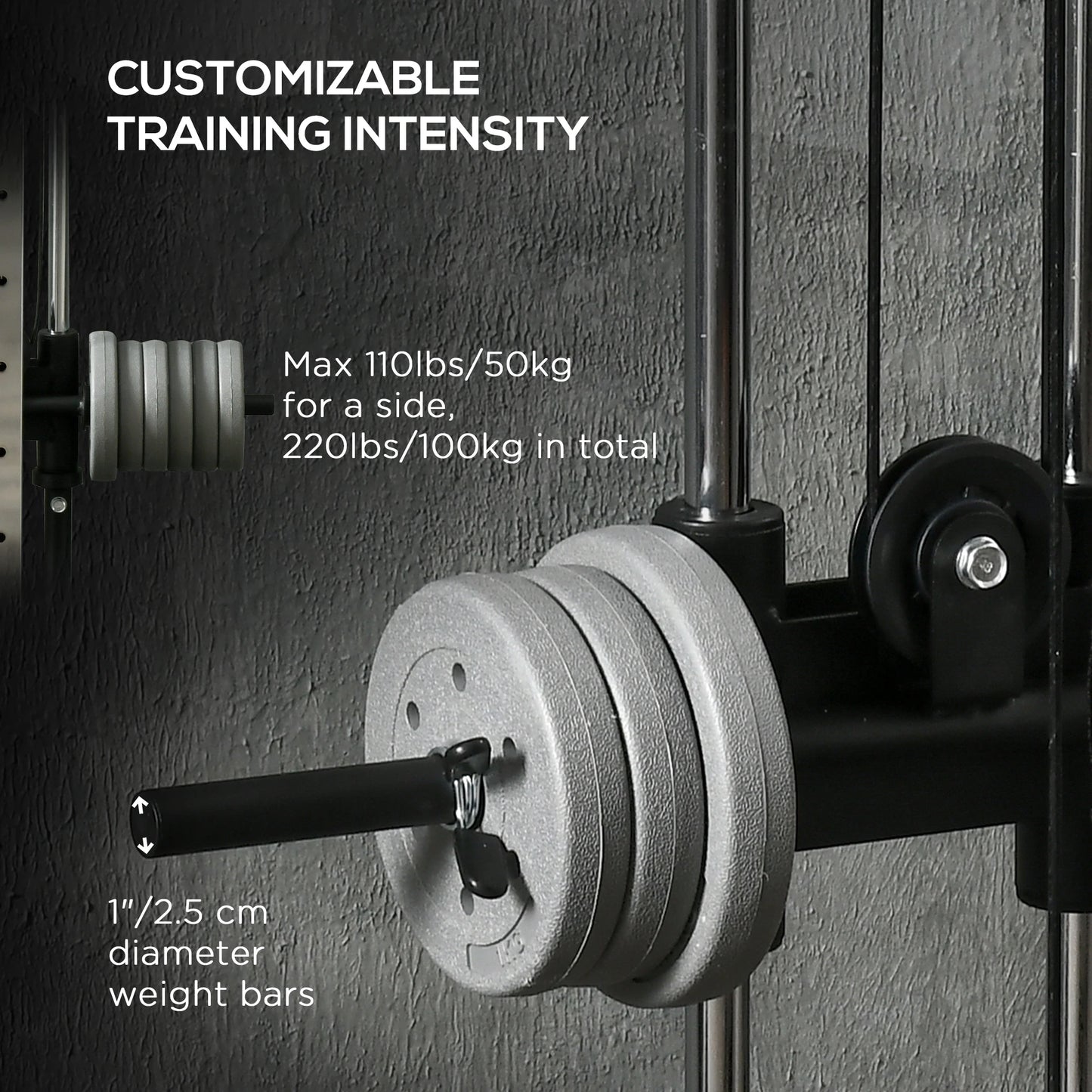 Wall Mount Cable Station, 15 Position Adjustable Dual Pulley, Home Gym Power Towers at Gallery Canada