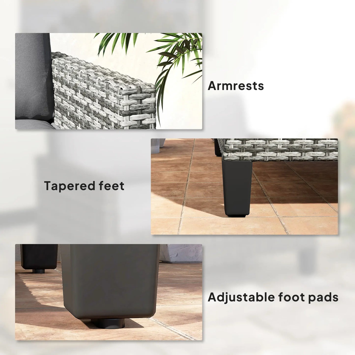 2 Seater Rattan Outdoor Sofa with Cushions, Dark Grey Patio Furniture Sets at Gallery Canada