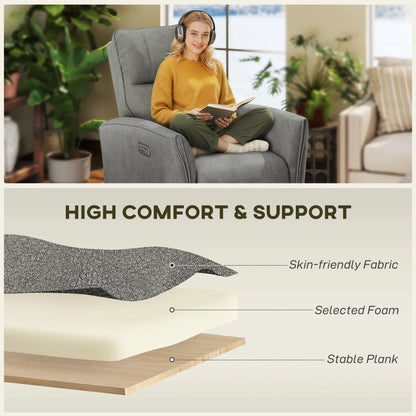 Fabric Recliner Chair, USB Ports, Footrest, Grey Sofas & Reclining Chairs at Gallery Canada