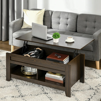 Lift Top Coffee Table, Hidden Storage, Open Shelves, Dark Walnut Coffee Tables at Gallery Canada