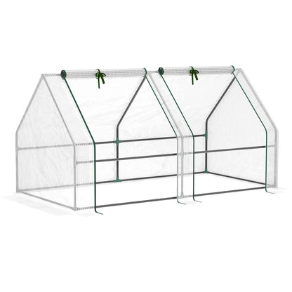 6' x 3' x 3' Portable Tunnel Greenhouse, Large Zipper Doors, Water UV PE Cover, White Mini Greenhouses Translucent White at Gallery Canada