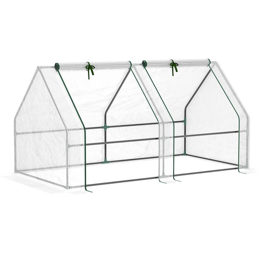 6' x 3' x 3' Portable Tunnel Greenhouse, Large Zipper Doors, Water UV PE Cover, White Mini Greenhouses Translucent White at Gallery Canada
