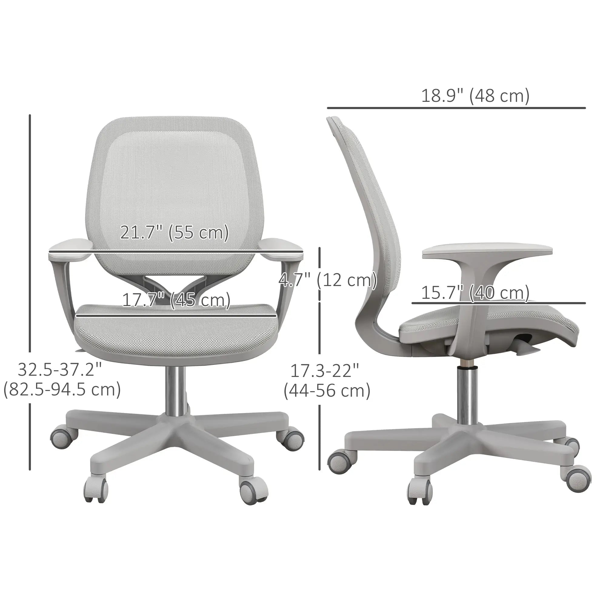 Mesh Back Office Chair, Swivel Castors, Arm, Grey Office Chairs at Gallery Canada
