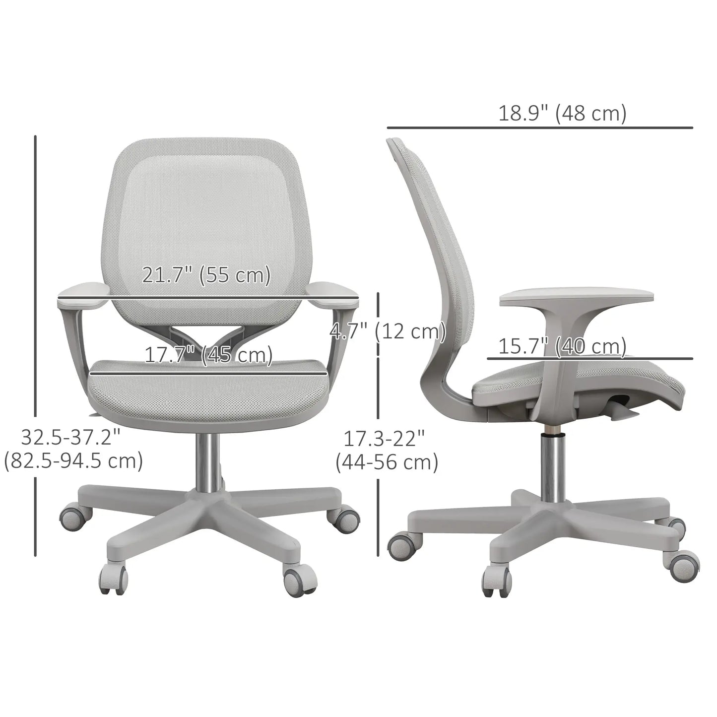 Mesh Back Office Chair, Swivel Castors, Arm, Grey Office Chairs at Gallery Canada