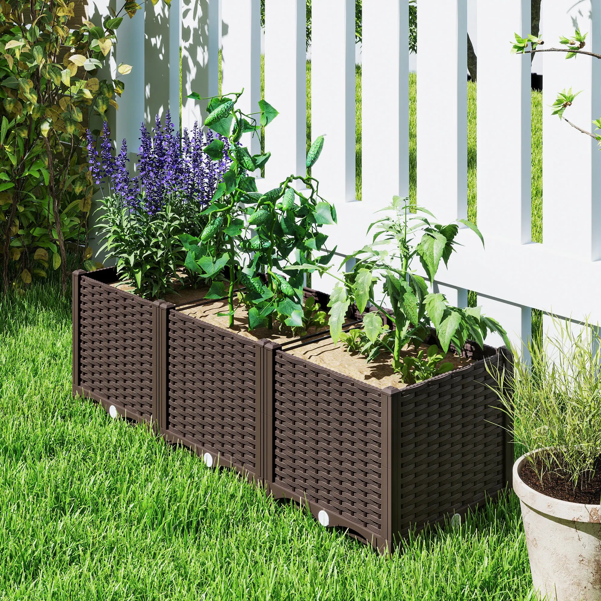 Plastic Raised Garden Bed, Outdoor Planter Box, 47.2