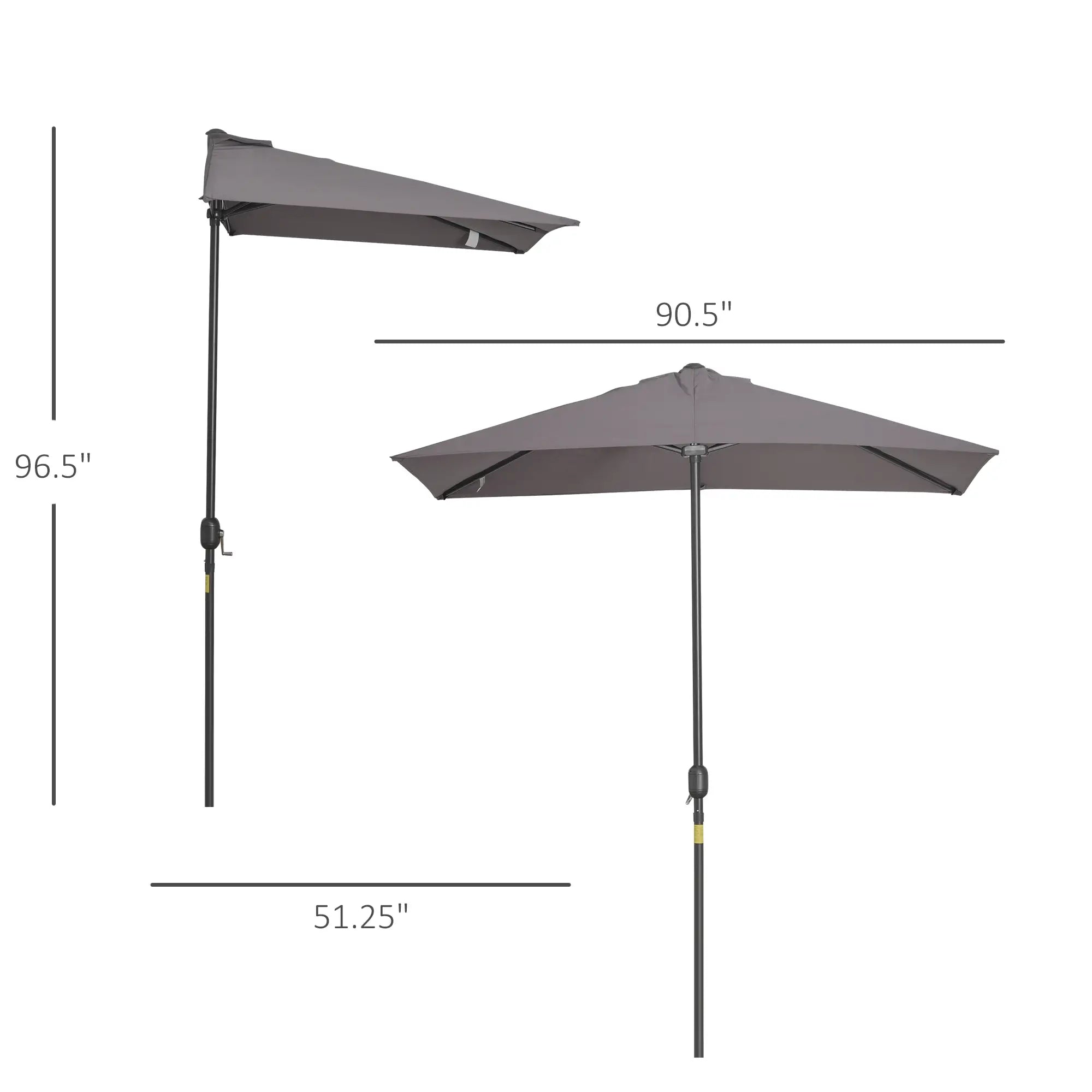 8ft Half Round Umbrella, Outdoor Patio Sun Shade, 5 Ribs Sun Umbrellas at Gallery Canada