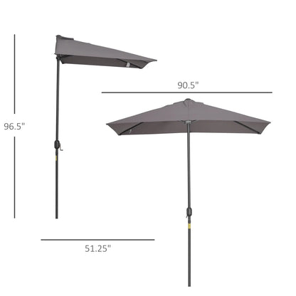 8ft Half Round Umbrella, Outdoor Patio Sun Shade, 5 Ribs Sun Umbrellas at Gallery Canada