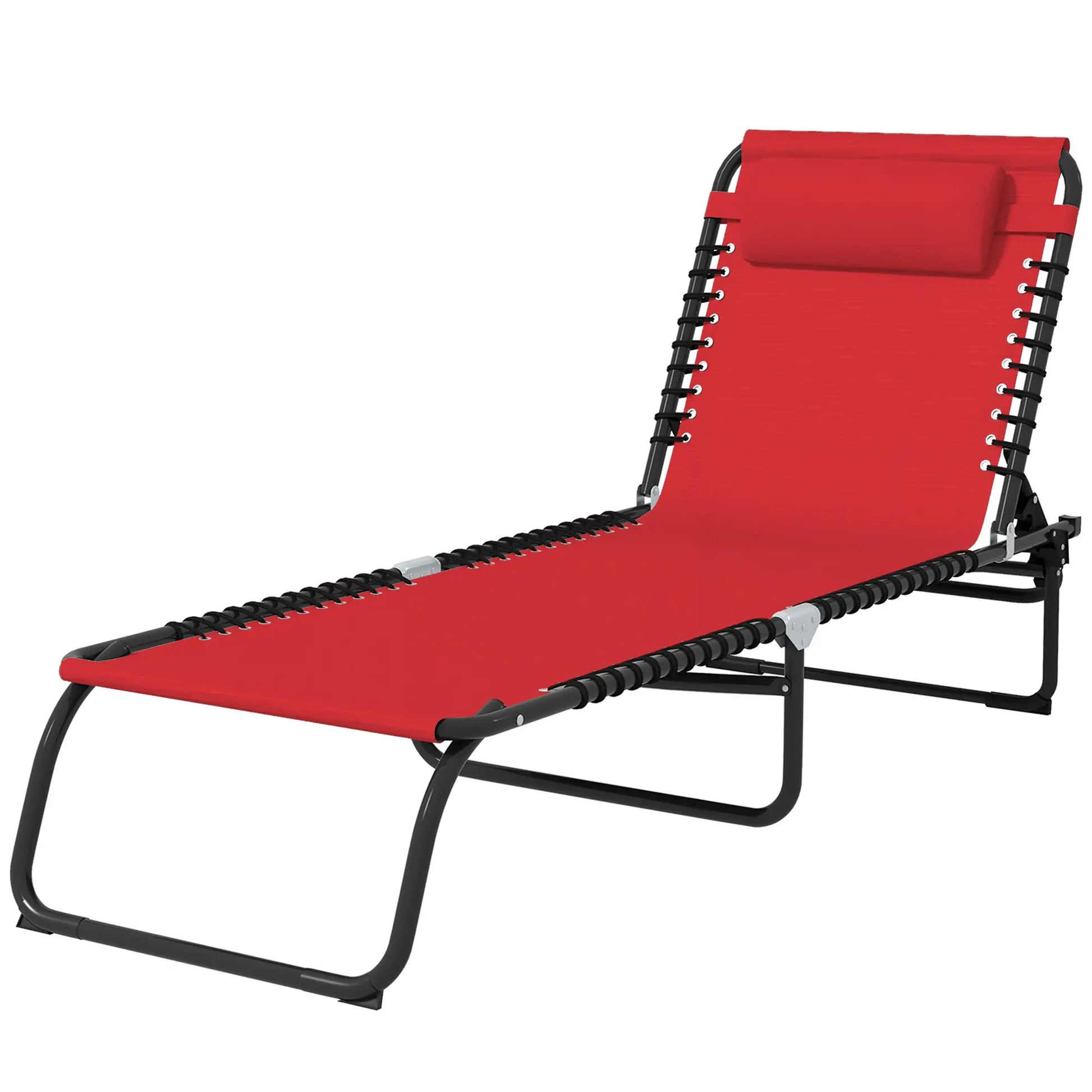 Outdoor Folding Lounge Chair, 4-Level Adjustable, Wine Red Lounger Chairs at Gallery Canada